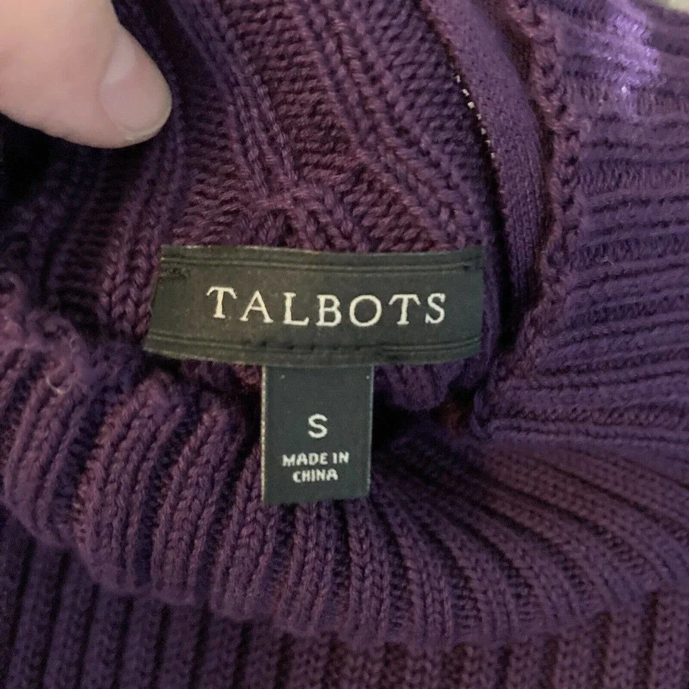 Talbots Sweater Womens Sz S Purple Ribbed Knit Mock Neck Cotton‎ Blend